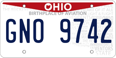 OH license plate GNO9742