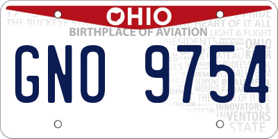 OH license plate GNO9754