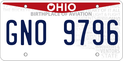 OH license plate GNO9796