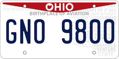 OH license plate GNO9800
