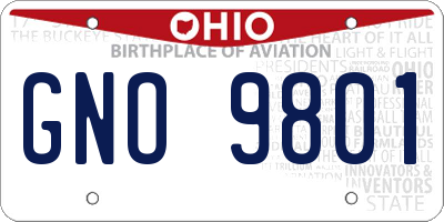 OH license plate GNO9801