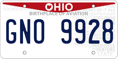 OH license plate GNO9928