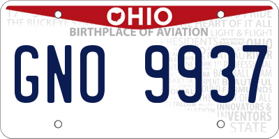OH license plate GNO9937
