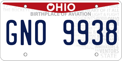 OH license plate GNO9938