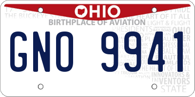 OH license plate GNO9941
