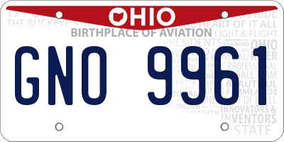 OH license plate GNO9961
