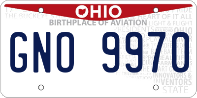 OH license plate GNO9970