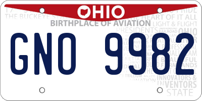 OH license plate GNO9982