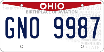 OH license plate GNO9987