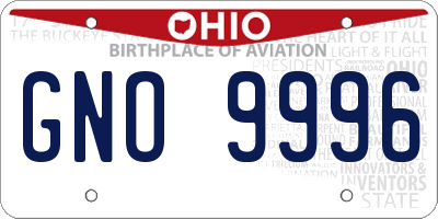 OH license plate GNO9996