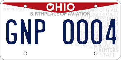 OH license plate GNP0004
