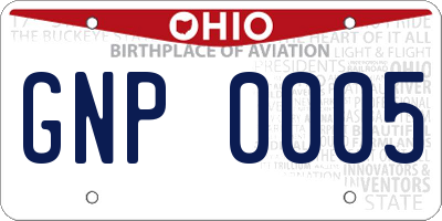 OH license plate GNP0005
