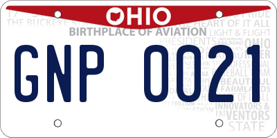 OH license plate GNP0021