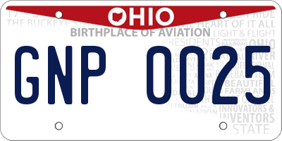 OH license plate GNP0025