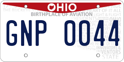 OH license plate GNP0044