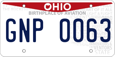 OH license plate GNP0063