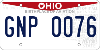 OH license plate GNP0076