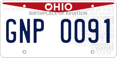 OH license plate GNP0091