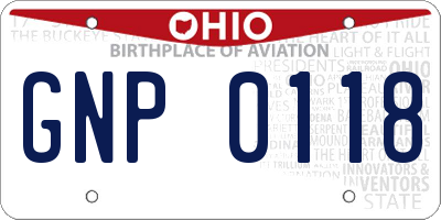 OH license plate GNP0118