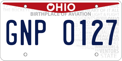 OH license plate GNP0127