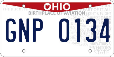 OH license plate GNP0134