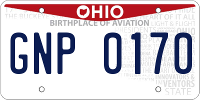 OH license plate GNP0170