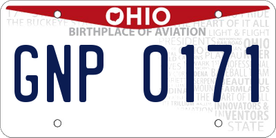OH license plate GNP0171