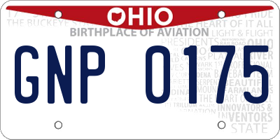 OH license plate GNP0175