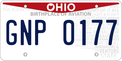 OH license plate GNP0177