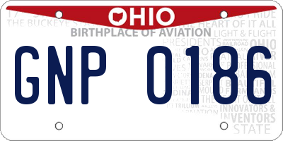 OH license plate GNP0186
