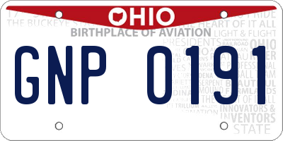 OH license plate GNP0191