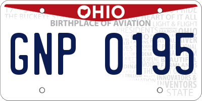 OH license plate GNP0195