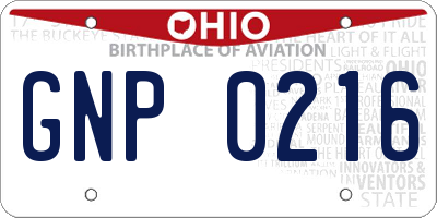 OH license plate GNP0216