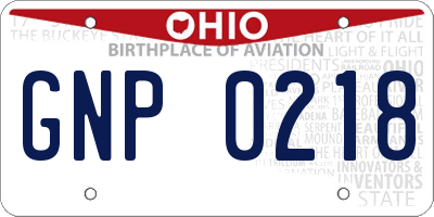 OH license plate GNP0218