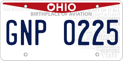 OH license plate GNP0225