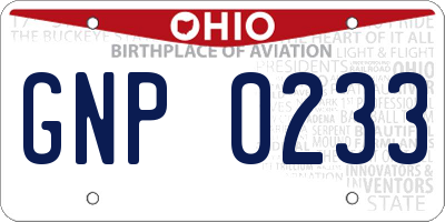 OH license plate GNP0233
