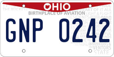 OH license plate GNP0242