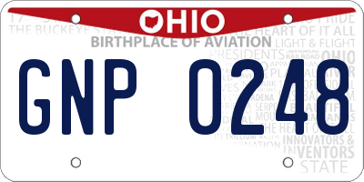 OH license plate GNP0248