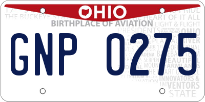 OH license plate GNP0275