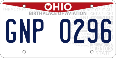 OH license plate GNP0296