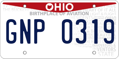 OH license plate GNP0319