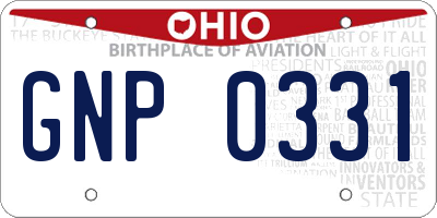 OH license plate GNP0331