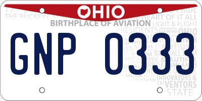 OH license plate GNP0333