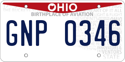 OH license plate GNP0346