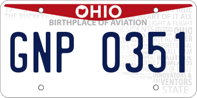 OH license plate GNP0351