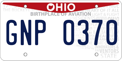 OH license plate GNP0370