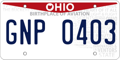 OH license plate GNP0403