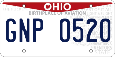 OH license plate GNP0520