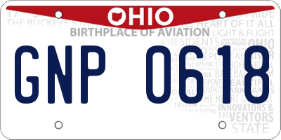 OH license plate GNP0618