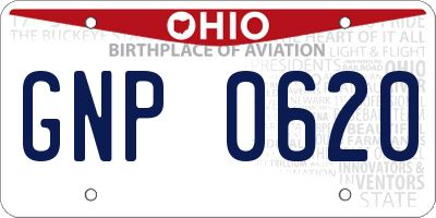 OH license plate GNP0620
